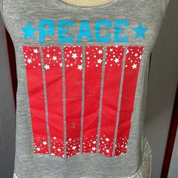 Celebrate Patriotic Juniors Tank Top w/Fringe on the Bottom (Size: Medium) - Picture 8 of 12